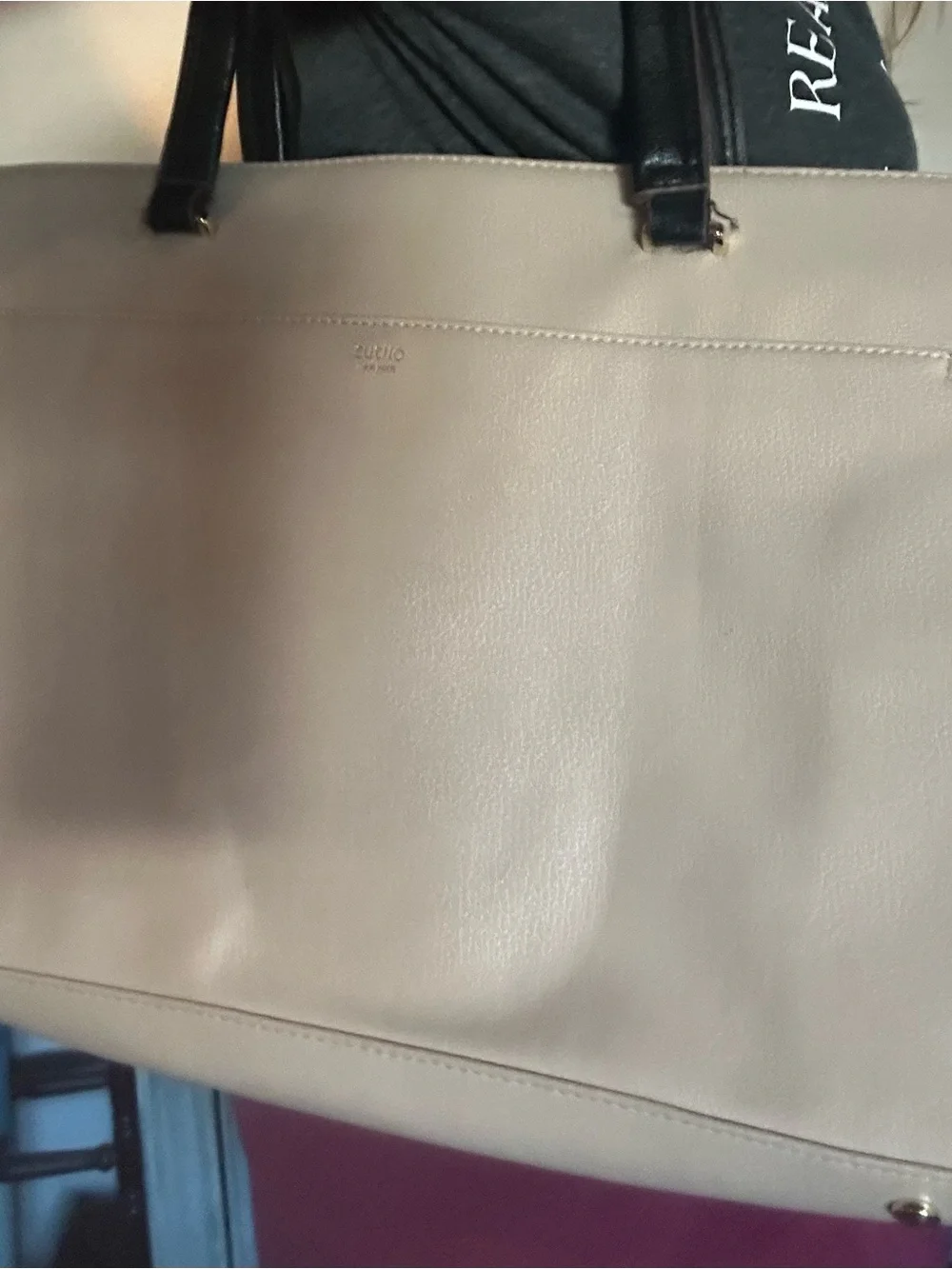 Tutilo New York Beige laptop Bag with Black Handles